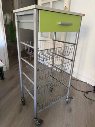 Carrito Auxiliar Cocina con Cajón y Cestas