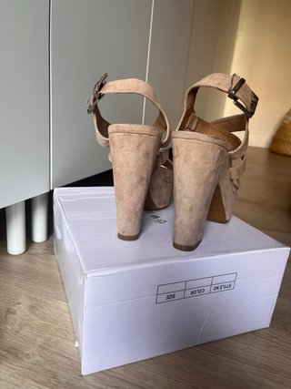 Zapato plataforma mujer terciopelo beige 39