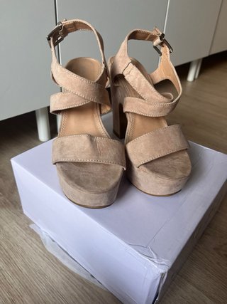 Zapato plataforma mujer terciopelo beige 39