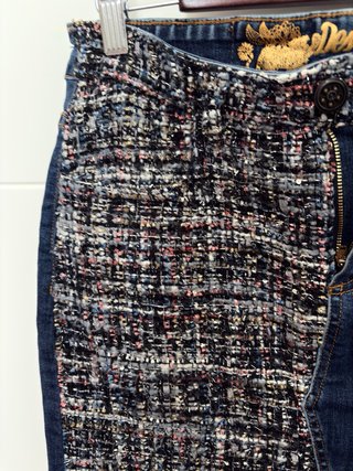 Falda Desigual vaquera patchwork flecos
