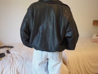 Chaqueta de cuero negra vintage