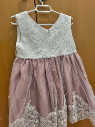 Vestido fiesta niña lazo blanco y rosa 24 meses