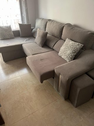 Sofá modular gris y beige