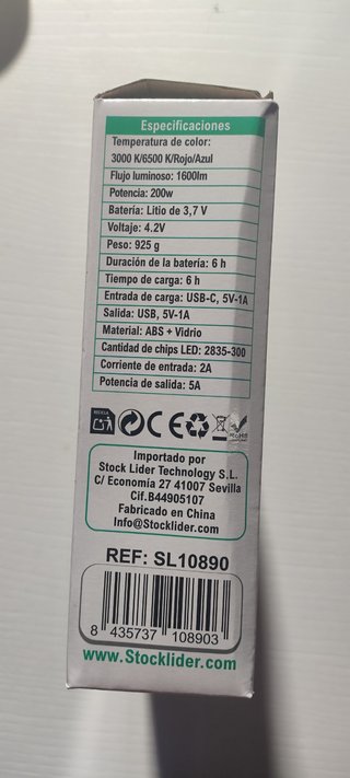 Foco Solar LED 260, Carga USB C, Stock Líder