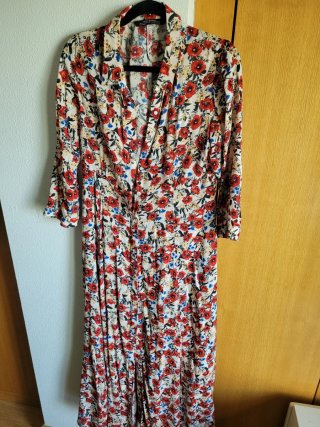 Vestido largo estampado floral rojo