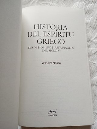 'Historia del espíritu griego', W. Nestle (2010)