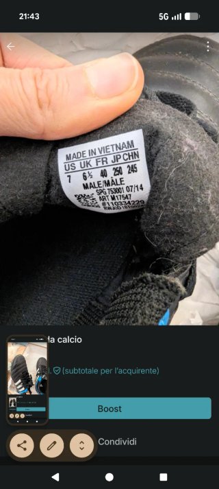 Scarpini da calcio Adidas neri e blu