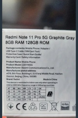 Xiaomi Redmi Note 11 Pro 5G Gris