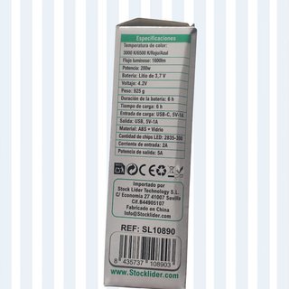 Foco Solar LED 260, Carga USB C, Stock Líder