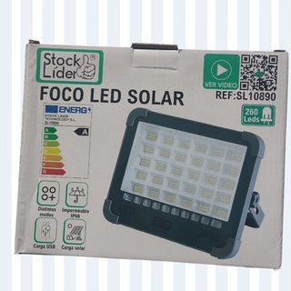 Foco Solar LED 260, Carga USB C, Stock Líder