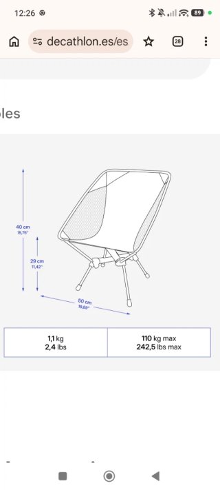 Silla plegable Quechua Compact Chair 500