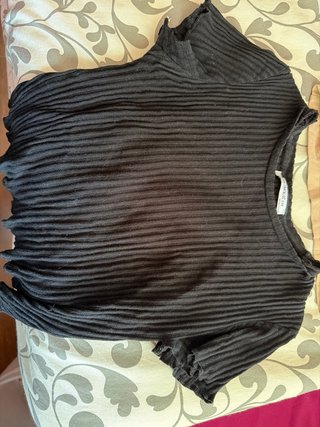 Camiseta Zara Negra Perlas Talla M