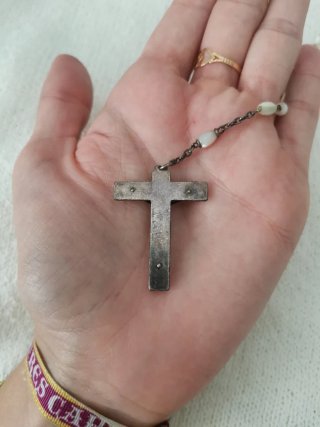 Rosario antiguo nácar y plata