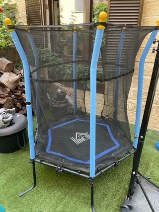 Cama elástica de jardín con red de seguridad