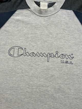 Champion USA vintage raglan gris azul M