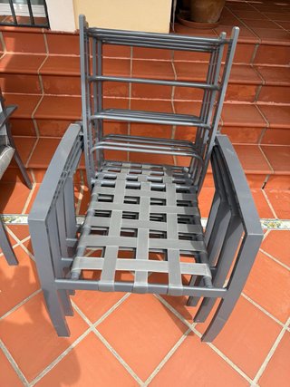 Set di 8 sedie/poltrone da giardino in alluminio impilabili