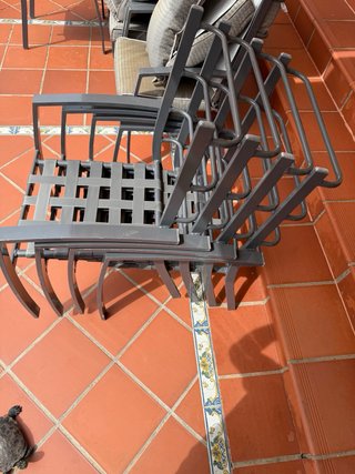 Set di 8 sedie/poltrone da giardino in alluminio impilabili