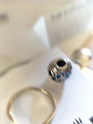 Lote Pandora Anillo  sirenita Charm Corazones Turq
