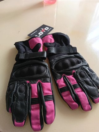 Guantes de moto LOVO negros y rosas talla XS mujer