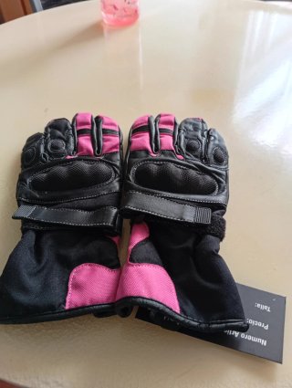 Guantes de moto LOVO negros y rosas talla XS mujer