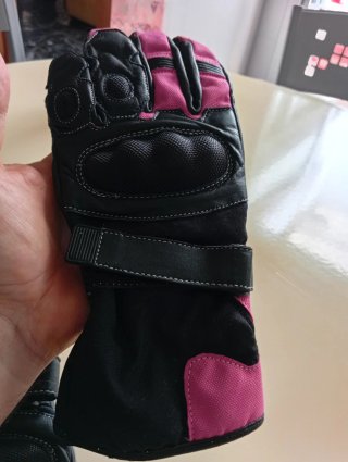 Guantes de moto LOVO negros y rosas talla XS mujer