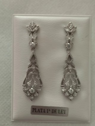 Pendientes largos plata con circonitas
