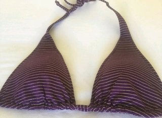 Bikini morado un uso. 90B/M Rayas plateadas.