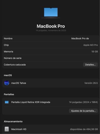 MacBook Pro M3 Pro 14” 18GB 512 GB
