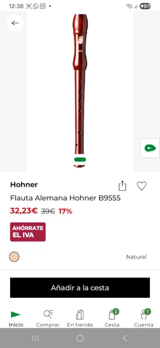 Flauta Alemana Hohner B9555 con funda