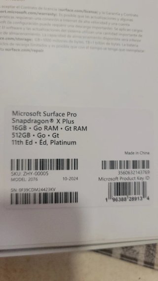 Caja vacía Microsoft Surface Pro