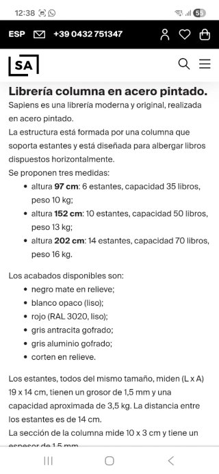 Estantería invisible de pie blanca 10 baldas