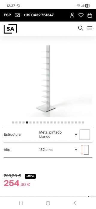 Estantería invisible de pie blanca 10 baldas