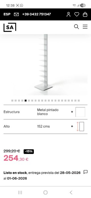 Estantería invisible de pie blanca 10 baldas