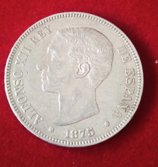 5 Pesetas 1875 Plata Alfonso XIII Rey España