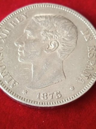 5 Pesetas 1875 Plata Alfonso XIII Rey España