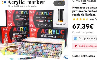 120 Rotuladores Acrílicos Colores Surtidos