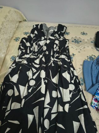 Vestido Verano Estampado Blanco y Negro ,no envío
