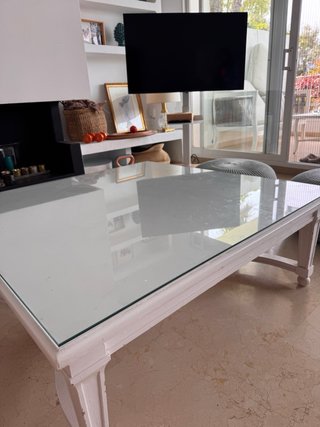 Mesa de centro cristal y madera