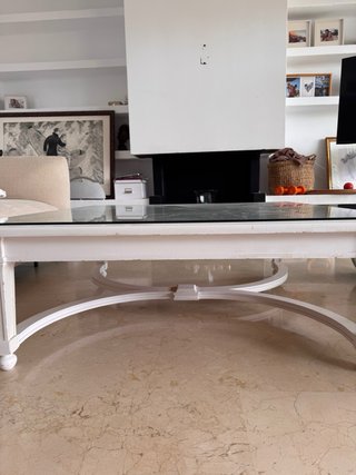 Mesa de centro cristal y madera