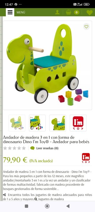 Andador de madera dinosaurio