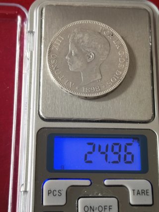 5 Pesetas Alfonso XIII 1898 plata