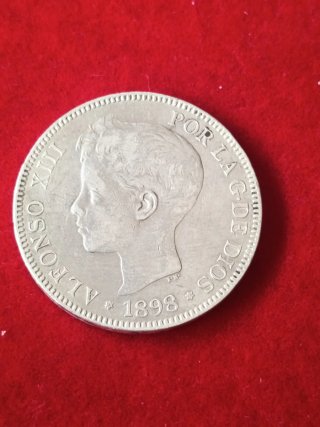5 Pesetas Alfonso XIII 1898 plata