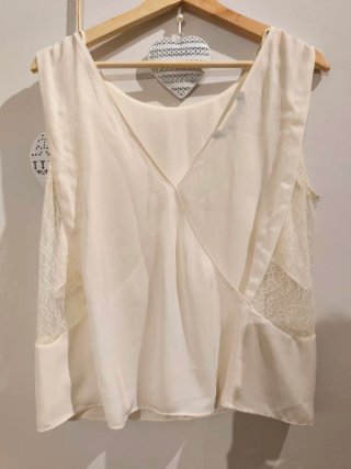 Blusa Zara Beige Encaje