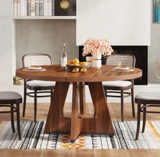 Mesa de comedor redonda de madera