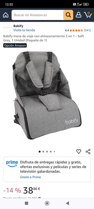 Trona portátil Babify gris