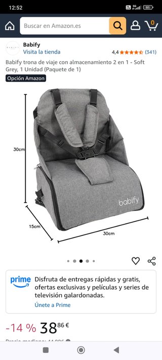 Trona portátil Babify gris