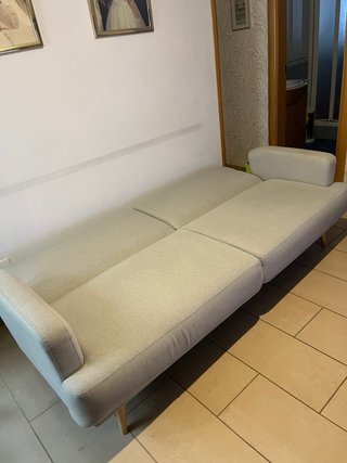 Divano letto 3 posti in tessuto beige/grigio