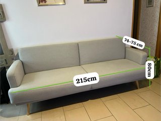 Divano letto 3 posti in tessuto beige/grigio