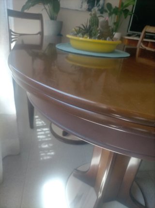 Mesa comedor madera extensible y pie de mármol +6