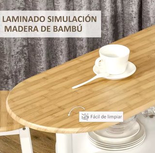 Mesa Bar con Botellero, Cesta y 2 Taburetes